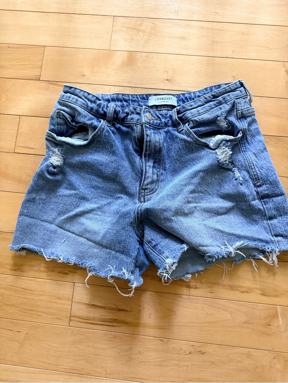 Lovevet Distressed Light Blue Denim Shorts